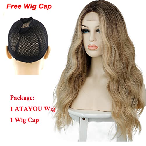 Straight Long Ombre Brown wig with middle part - Image 29