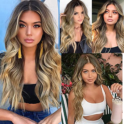 Straight Long Ombre Brown wig with middle part - Image 30