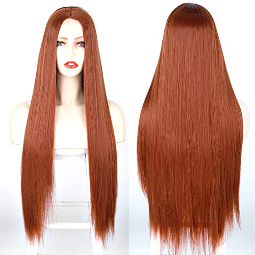 Straight Long Ombre Brown wig with middle part - Image 5