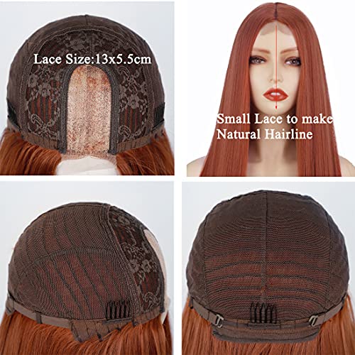 Straight Long Ombre Brown wig with middle part - Image 6