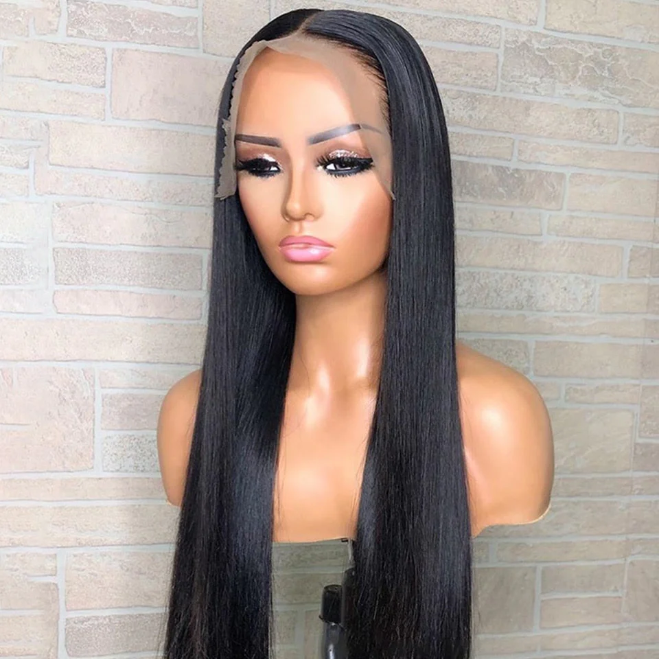Straight Natural Black Remy Human Hair Lace Front Wig - Image 2