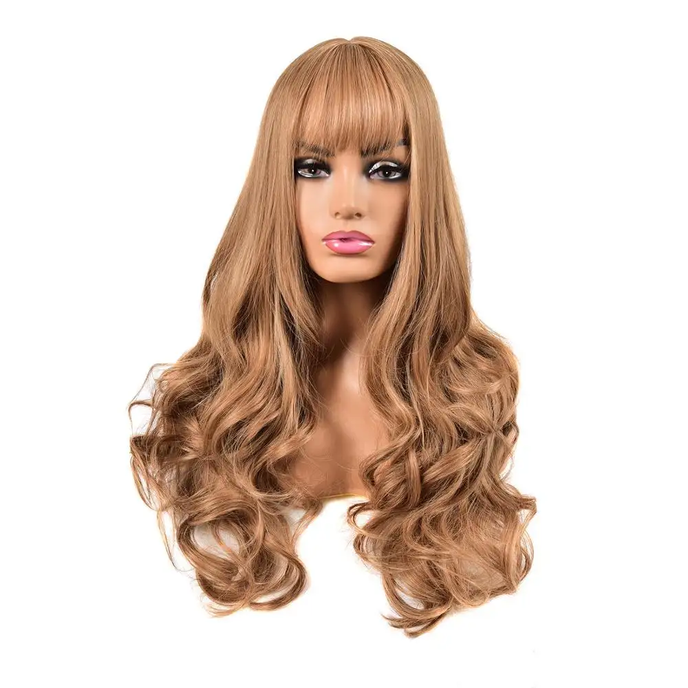 Strawberry and Light Brown Blended Long Wavy Synthetic Hair Wig High-Temperature Fibre - Image 2