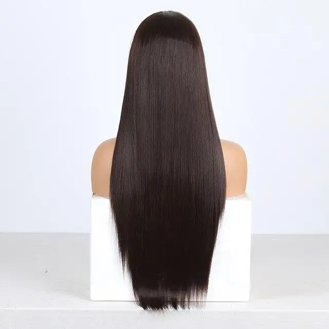 Summer Long Silky Straight White Blonde Synthetic Lace Front Wig - Image 6