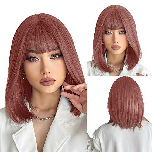 Synthetic Bob Wig with Blunt Bangs - Image 11