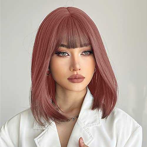 Synthetic Bob Wig with Blunt Bangs - Image 15