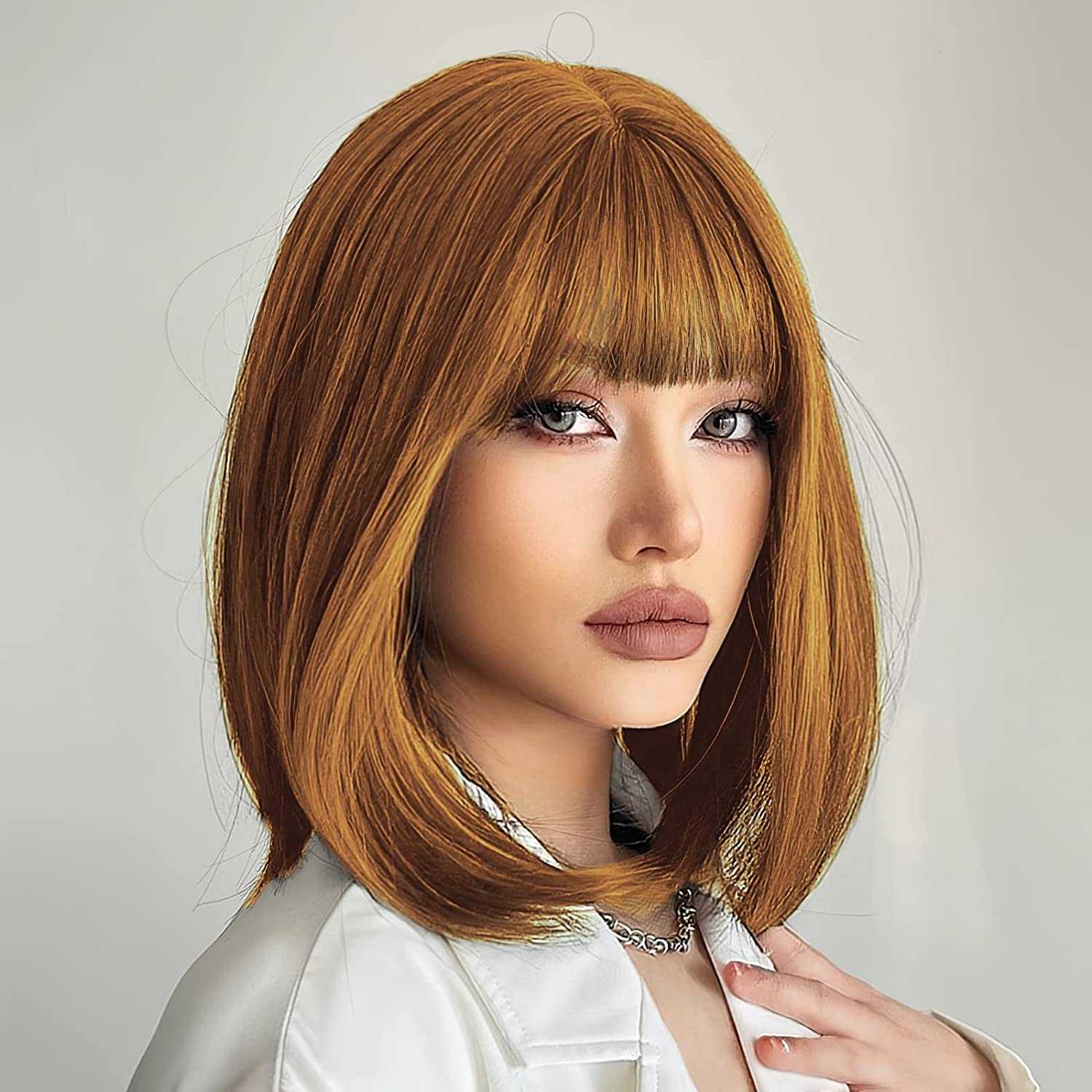 Synthetic Bob Wig with Blunt Bangs - Image 24
