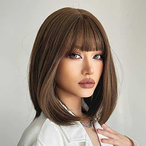 Synthetic Bob Wig with Blunt Bangs - Image 3