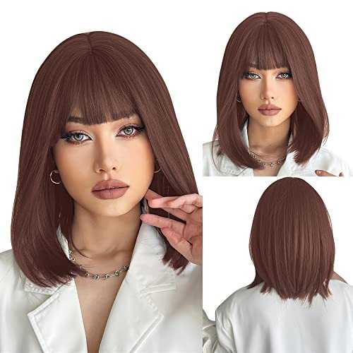 Synthetic Bob Wig with Blunt Bangs - Image 6