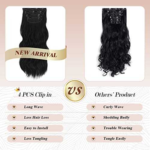 Synthetic Clip in Hair Extensions 4PCS Long Wavy 20 inches - Image 11