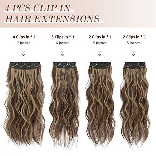 Synthetic Clip in Hair Extensions 4PCS Long Wavy 20 inches - Image 13