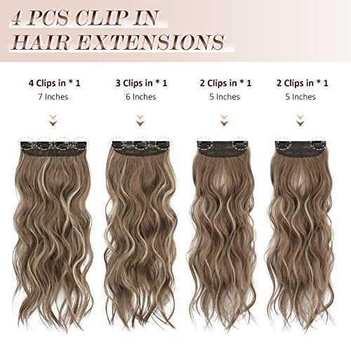 Synthetic Clip in Hair Extensions 4PCS Long Wavy 20 inches - Image 18