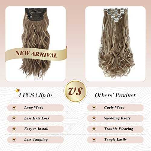 Synthetic Clip in Hair Extensions 4PCS Long Wavy 20 inches - Image 21