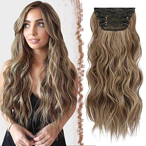 Synthetic Clip in Hair Extensions 4PCS Long Wavy 20 inches - Image 22