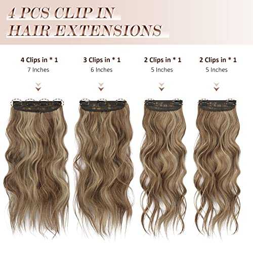 Synthetic Clip in Hair Extensions 4PCS Long Wavy 20 inches - Image 23