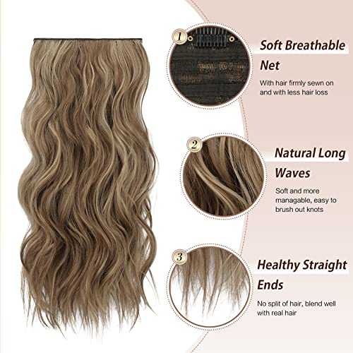 Synthetic Clip in Hair Extensions 4PCS Long Wavy 20 inches - Image 24