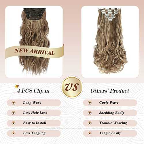 Synthetic Clip in Hair Extensions 4PCS Long Wavy 20 inches - Image 26