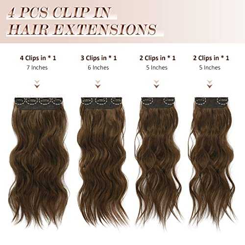 Synthetic Clip in Hair Extensions 4PCS Long Wavy 20 inches - Image 28