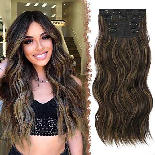 Synthetic Clip in Hair Extensions 4PCS Long Wavy 20 inches - Image 32