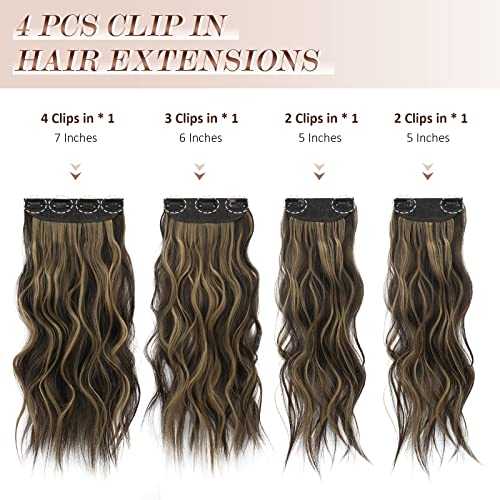 Synthetic Clip in Hair Extensions 4PCS Long Wavy 20 inches - Image 33