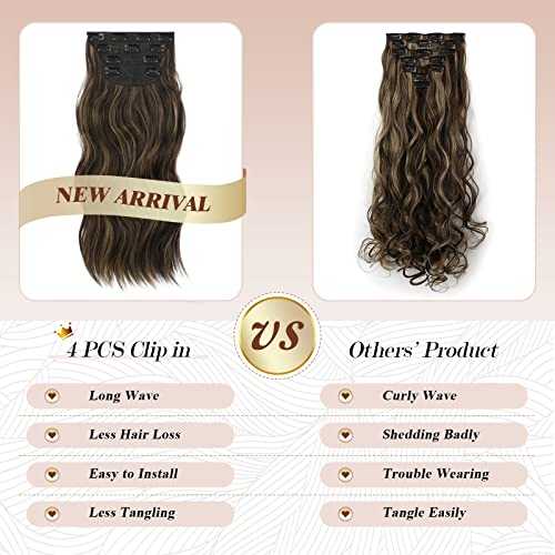 Synthetic Clip in Hair Extensions 4PCS Long Wavy 20 inches - Image 35
