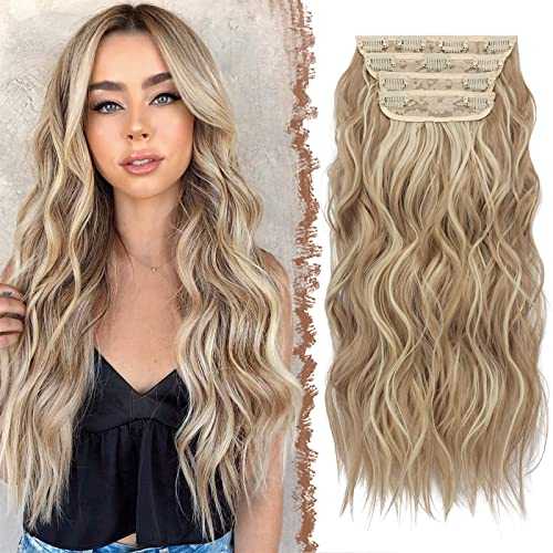 Synthetic Clip in Hair Extensions 4PCS Long Wavy 20 inches - Image 36