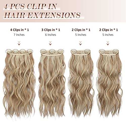 Synthetic Clip in Hair Extensions 4PCS Long Wavy 20 inches - Image 37