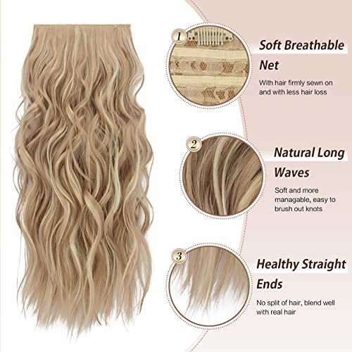 Synthetic Clip in Hair Extensions 4PCS Long Wavy 20 inches - Image 38