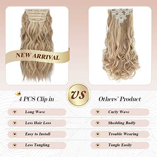 Synthetic Clip in Hair Extensions 4PCS Long Wavy 20 inches - Image 40