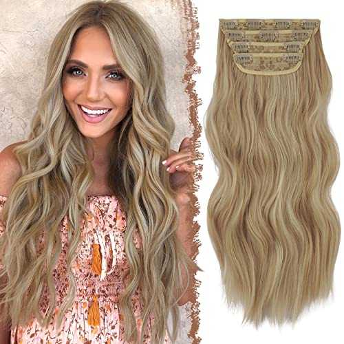 Synthetic Clip in Hair Extensions 4PCS Long Wavy 20 inches - Image 41