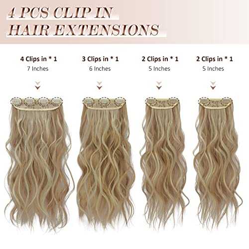 Synthetic Clip in Hair Extensions 4PCS Long Wavy 20 inches - Image 42