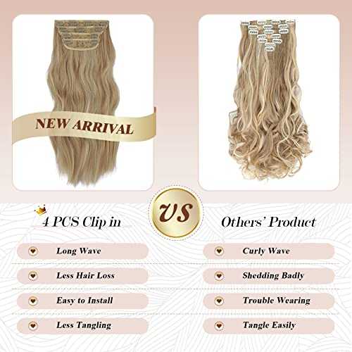 Synthetic Clip in Hair Extensions 4PCS Long Wavy 20 inches - Image 45