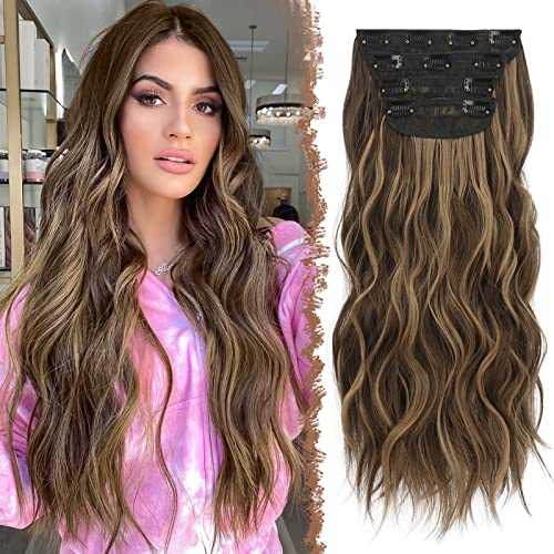 Synthetic Clip in Hair Extensions 4PCS Long Wavy 20 inches - Image 46