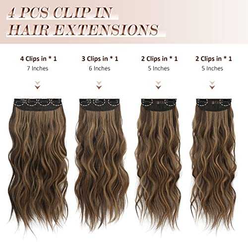 Synthetic Clip in Hair Extensions 4PCS Long Wavy 20 inches - Image 47
