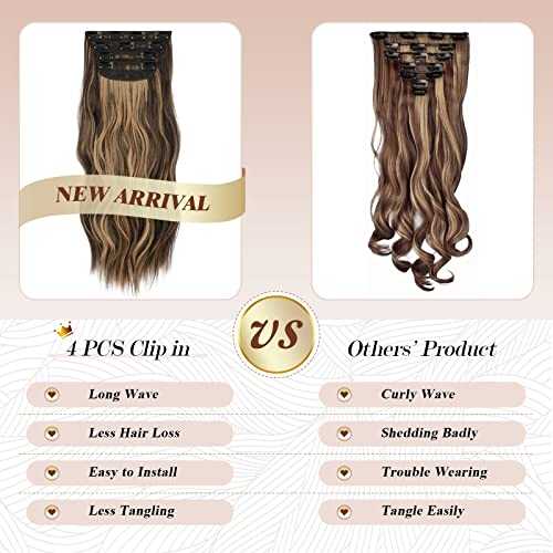 Synthetic Clip in Hair Extensions 4PCS Long Wavy 20 inches - Image 5