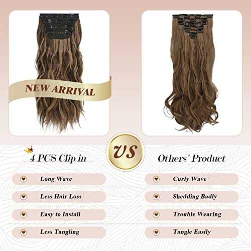 Synthetic Clip in Hair Extensions 4PCS Long Wavy 20 inches - Image 50