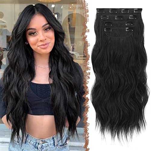 Synthetic Clip in Hair Extensions 4PCS Long Wavy 20 inches - Image 51