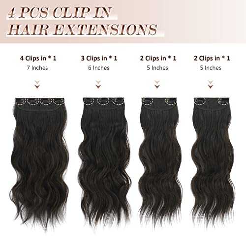 Synthetic Clip in Hair Extensions 4PCS Long Wavy 20 inches - Image 52