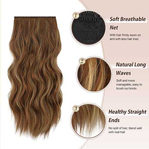Synthetic Clip in Hair Extensions 4PCS Long Wavy 20 inches - Image 58