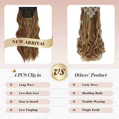 Synthetic Clip in Hair Extensions 4PCS Long Wavy 20 inches - Image 60
