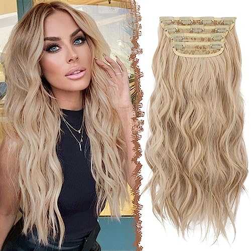 Synthetic Clip in Hair Extensions 4PCS Long Wavy 20 inches - Image 61