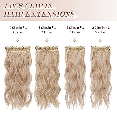 Synthetic Clip in Hair Extensions 4PCS Long Wavy 20 inches - Image 62