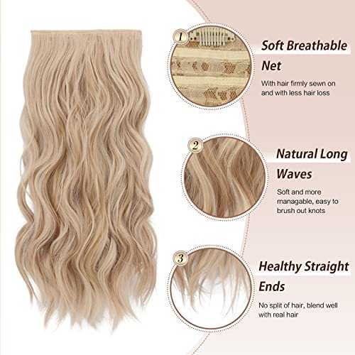 Synthetic Clip in Hair Extensions 4PCS Long Wavy 20 inches - Image 63