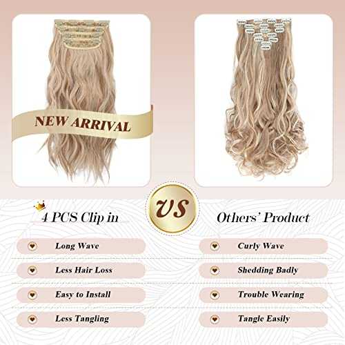 Synthetic Clip in Hair Extensions 4PCS Long Wavy 20 inches - Image 65