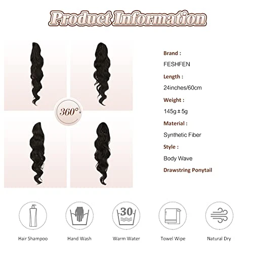 Synthetic Drawstring Ponytail - 24 inch - Image 16