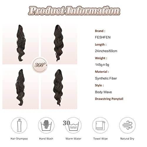 Synthetic Drawstring Ponytail - 24 inch - Image 30
