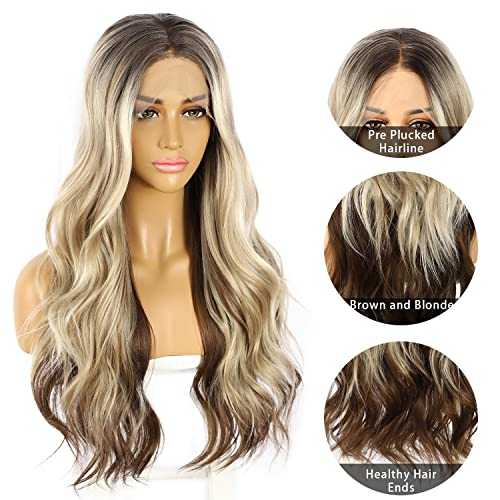 Synthetic Lace Front Wig Body Wavy Chunky Highlights - Image 2