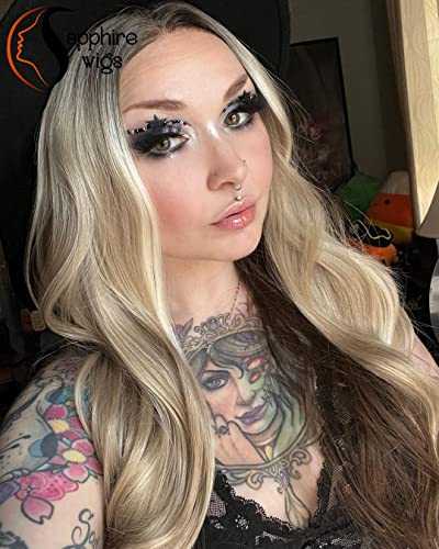Synthetic Lace Front Wig Body Wavy Chunky Highlights - Image 5