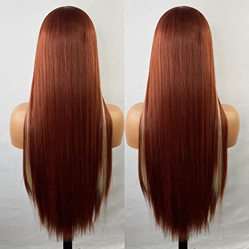 Synthetic Lace Front Wig with Blonde Highlights - Image 105