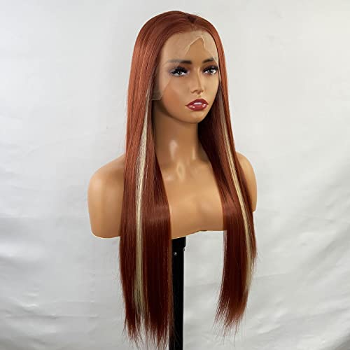 Synthetic Lace Front Wig with Blonde Highlights - Image 107