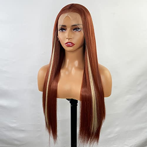 Synthetic Lace Front Wig with Blonde Highlights - Image 108